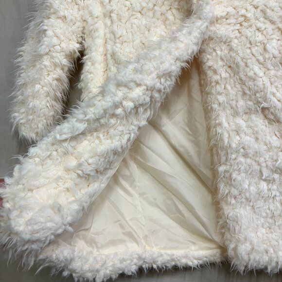 Art Class Girl's Size XL Ivory Long Faux Fur Mid Length Single-Button Lined Coat - Picture 11 of 16